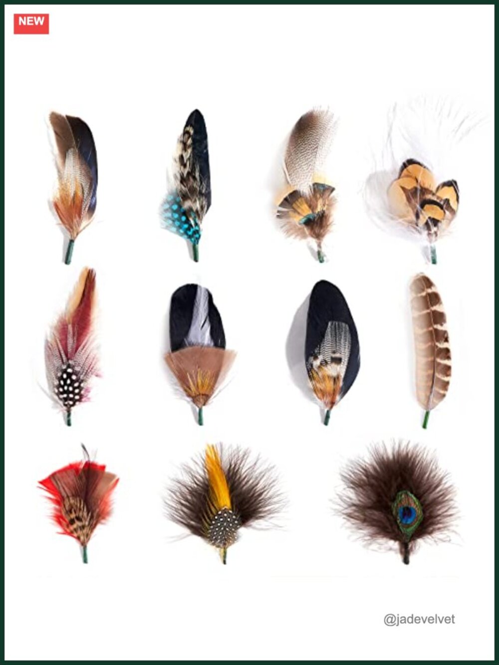 Assorted Natural Hat Feathers for Fedora Cowboy Trilby Hats (11 Pack)